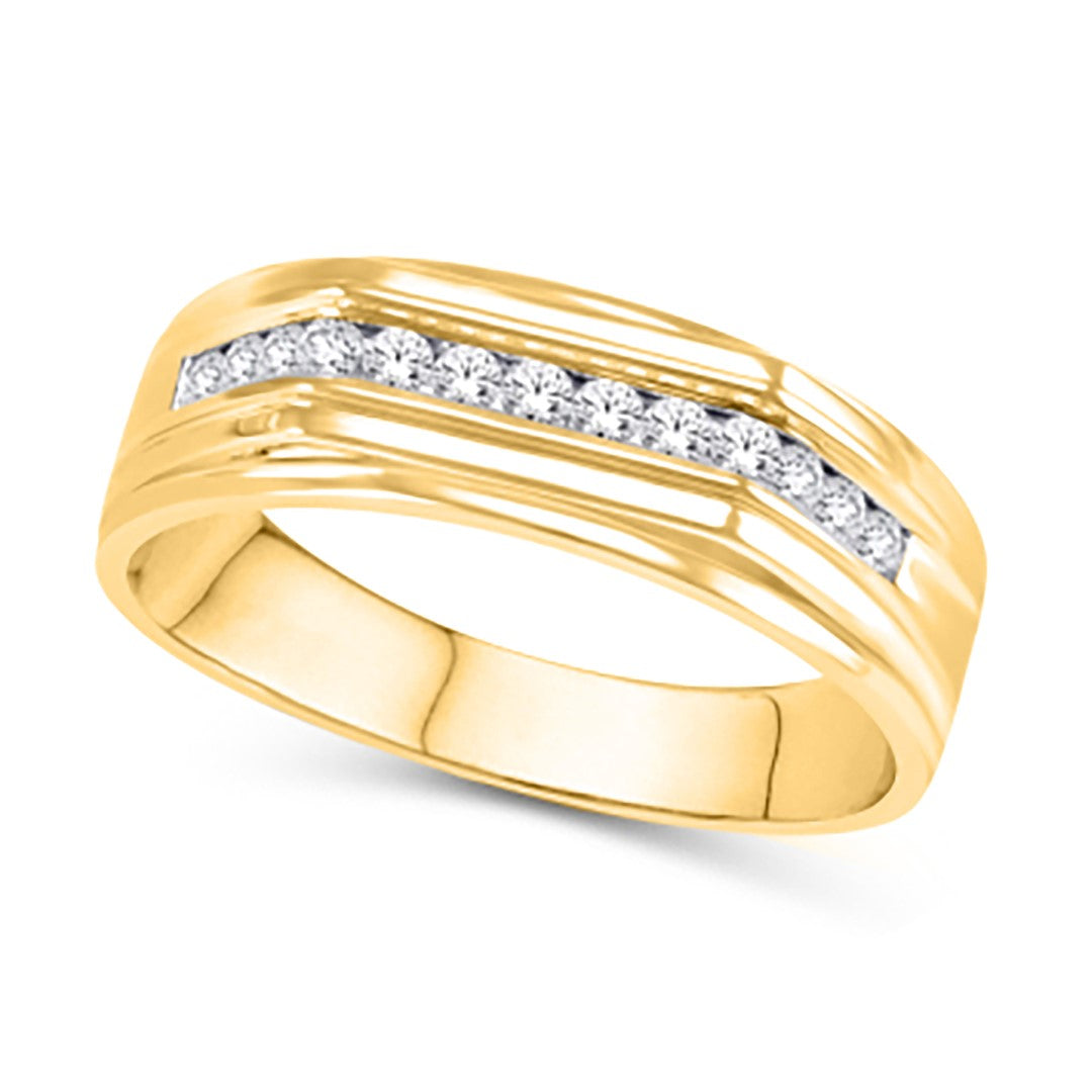 10 Karat Yellow Gold 0.25 Carat Diamonds Classic Men's Band-0625090-YG