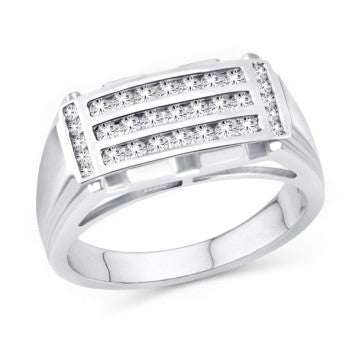 10 Karat White Gold 0.50 Carat Diamonds Retro Men's Band-0625096-WG