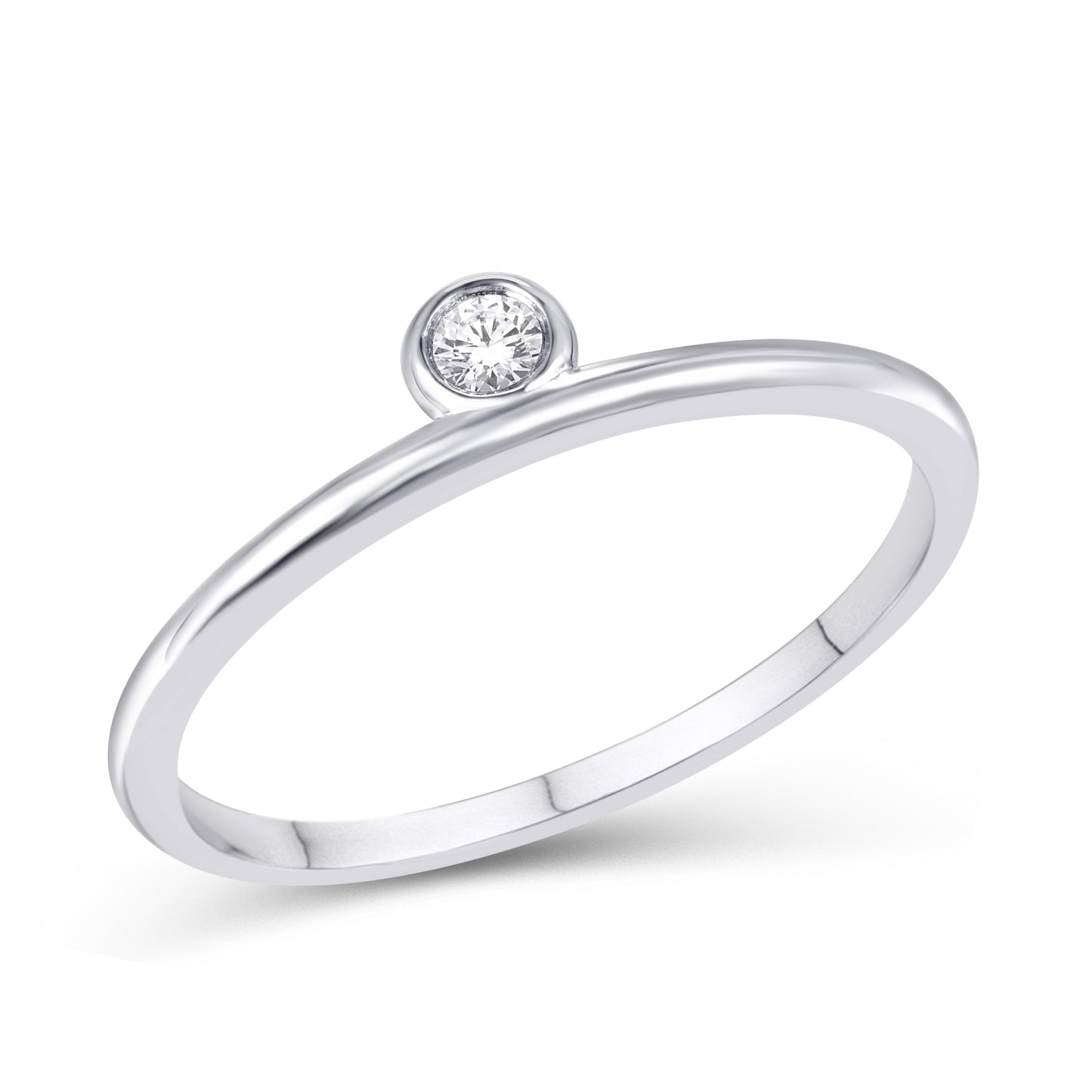 10 Karat White Gold 0.05 Carat Diamonds Single Stone Ladies Band-0725903-WG