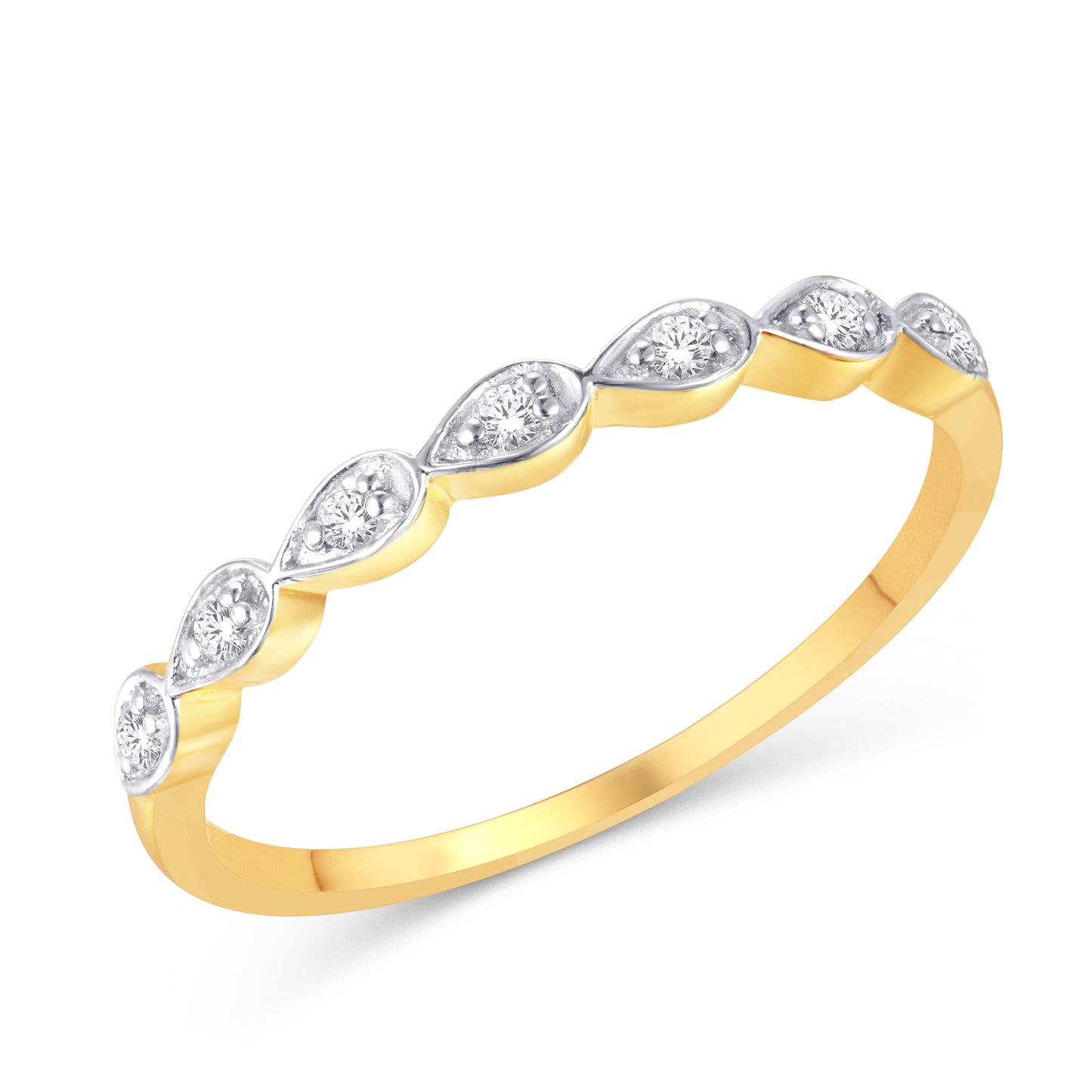 10 Karat All Yellow Gold 0.10 Carat Diamonds Pear Drop Ladies Band-0725909-ALY