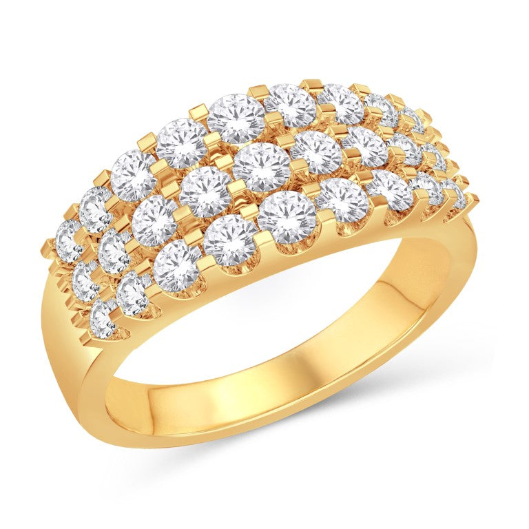 10 Karat All Yellow Gold 0.85 Carat Diamonds Three Row Ladies Band-0725925-ALY