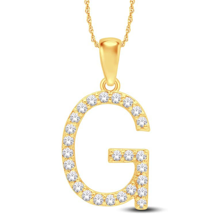10 Karat All Yellow Gold 0.25 Carat Diamonds Initial (G) Pendant-0825438-ALY