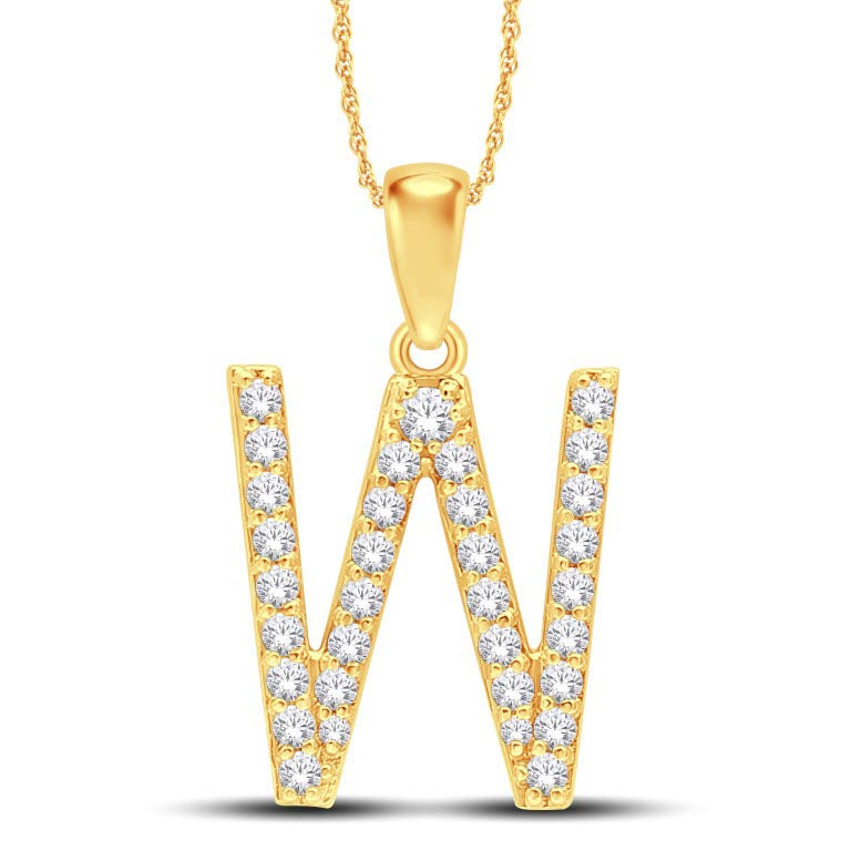 10 Karat All Yellow Gold 0.29 Carat Diamonds Initial (W) Pendant-0825451-ALY