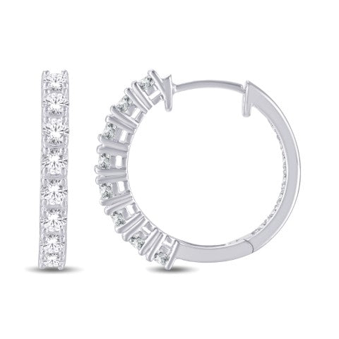 14 Karat White Gold 1.50 Carat Diamonds Classic Hoops-0925201-WG