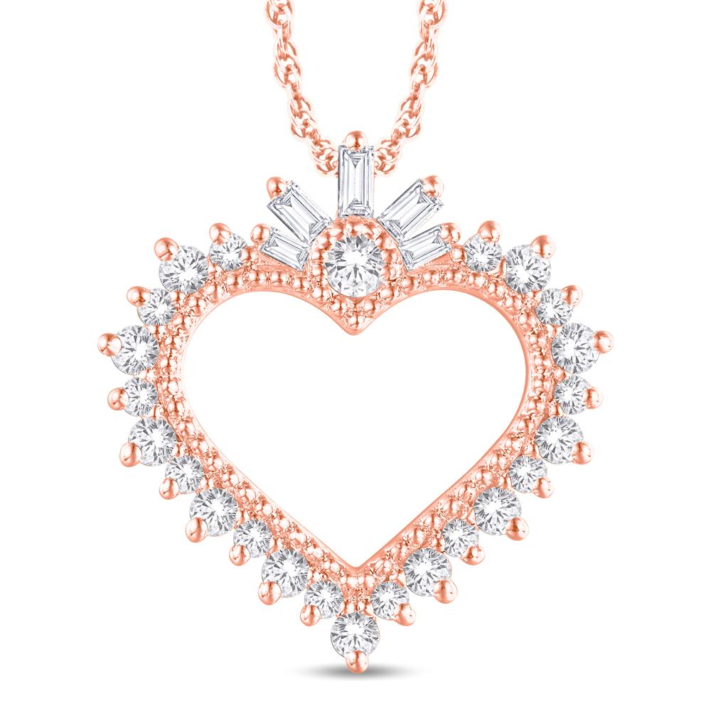 10 Karat All Rose Gold 0.31 Carat Diamonds Heart Pendant-1026127-ALR