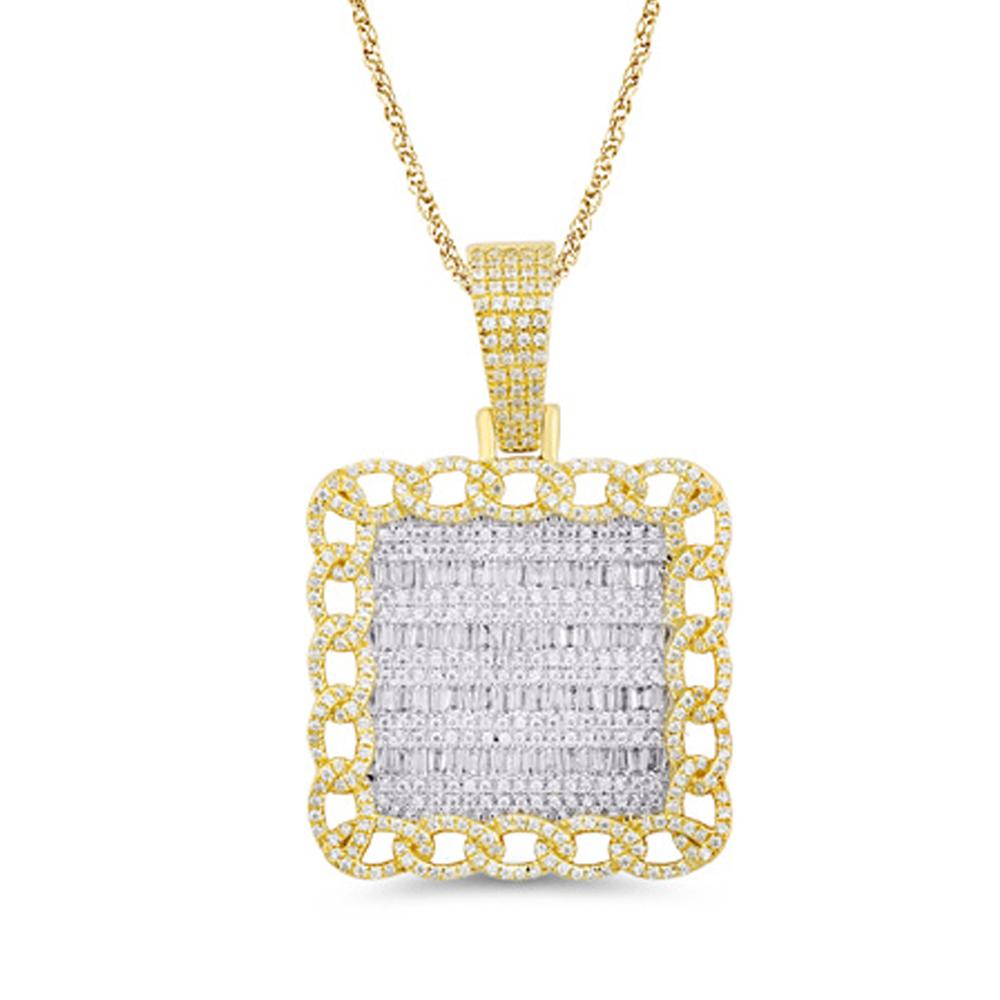 10 Karat Yellow Gold 1.25 Carat Diamonds Bale Square Frame HipHop Pendant-1029638-YG