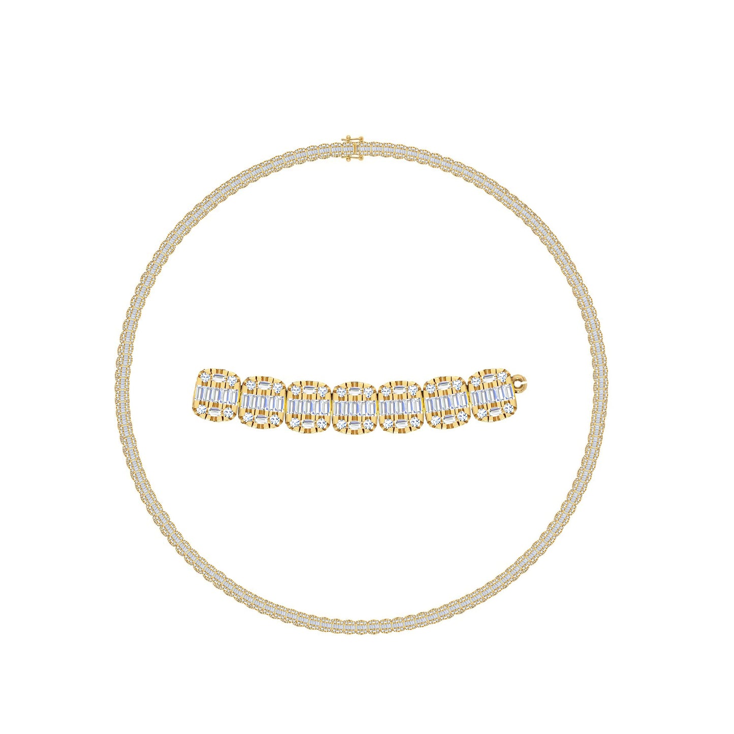 10 Karat Yellow Gold 8.50 Carat Diamonds Baguette Chain-1430003-YG