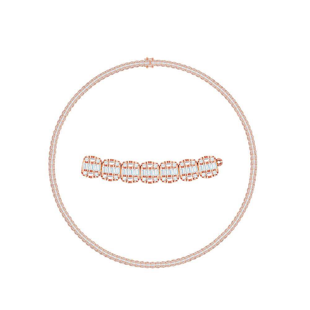 10 Karat Rose Gold 8.50 Carat Diamonds Baguette Chain-1430003-RG