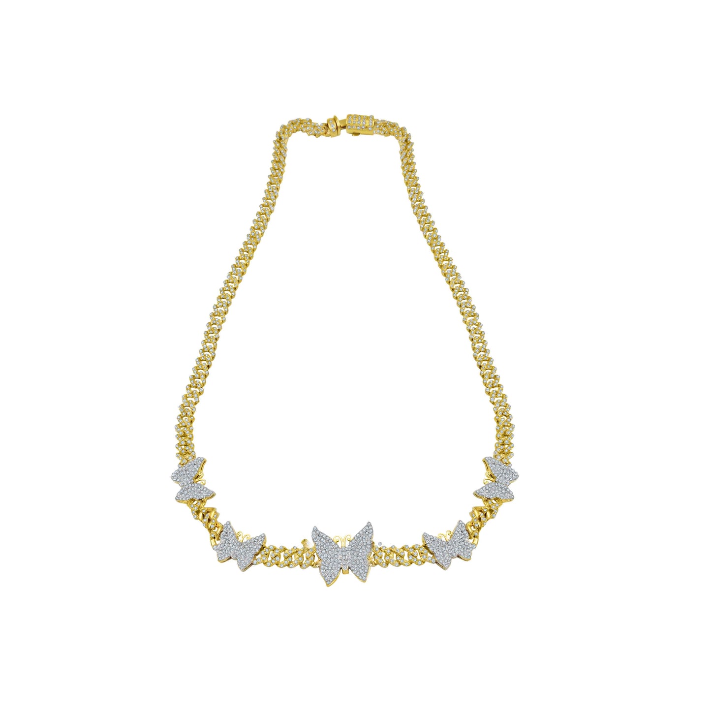 10 Karat Two-Tone (Yellow and White) Gold 9.50 Carat Diamonds Butterfly Necklace-1430004-YW