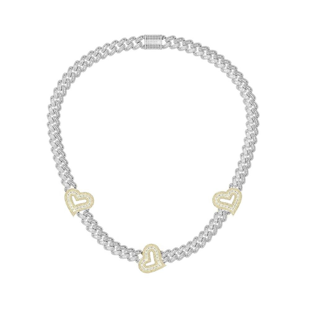 10 Karat Two-Tone (White and Yellow) Gold 11.28 Carat Diamonds Heart Necklace-1430014-WY