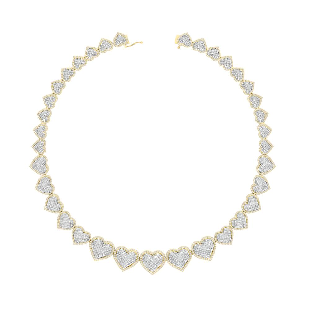 10 Karat Two-Tone (White and Yellow) Gold 10.35 Carat Diamonds Heart Necklace-1430015-WY
