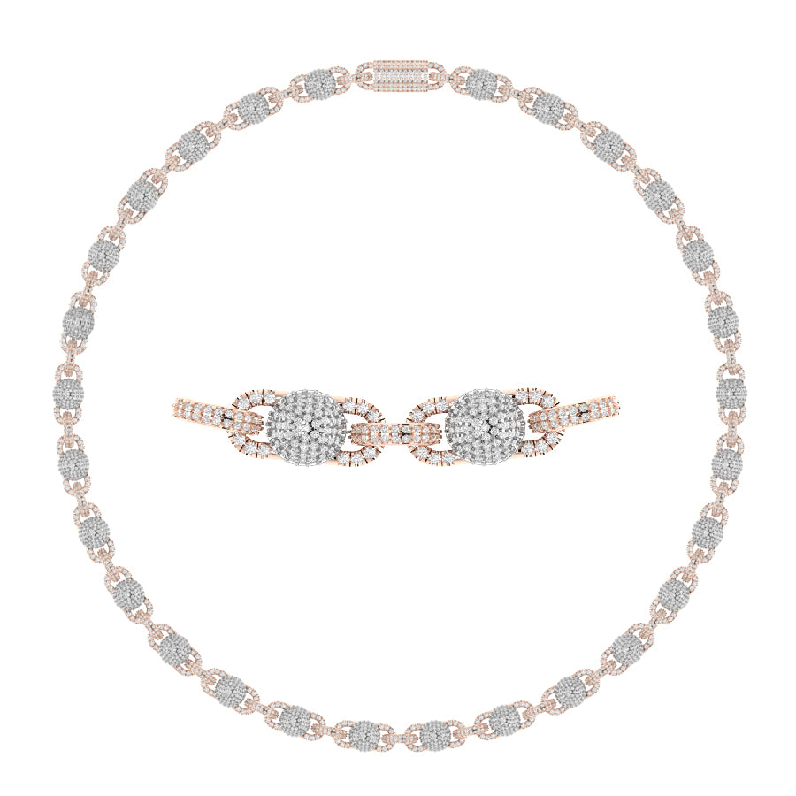 10 Karat Two-Tone (Rose and White) Gold 15.78 Carat Diamonds Fancy Statement Necklace-1430027-RW