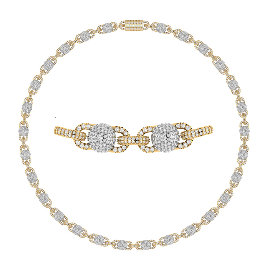 10 Karat Two-Tone (Yellow and White) Gold 15.78 Carat Diamonds Fancy Statement Necklace-1430027-YW
