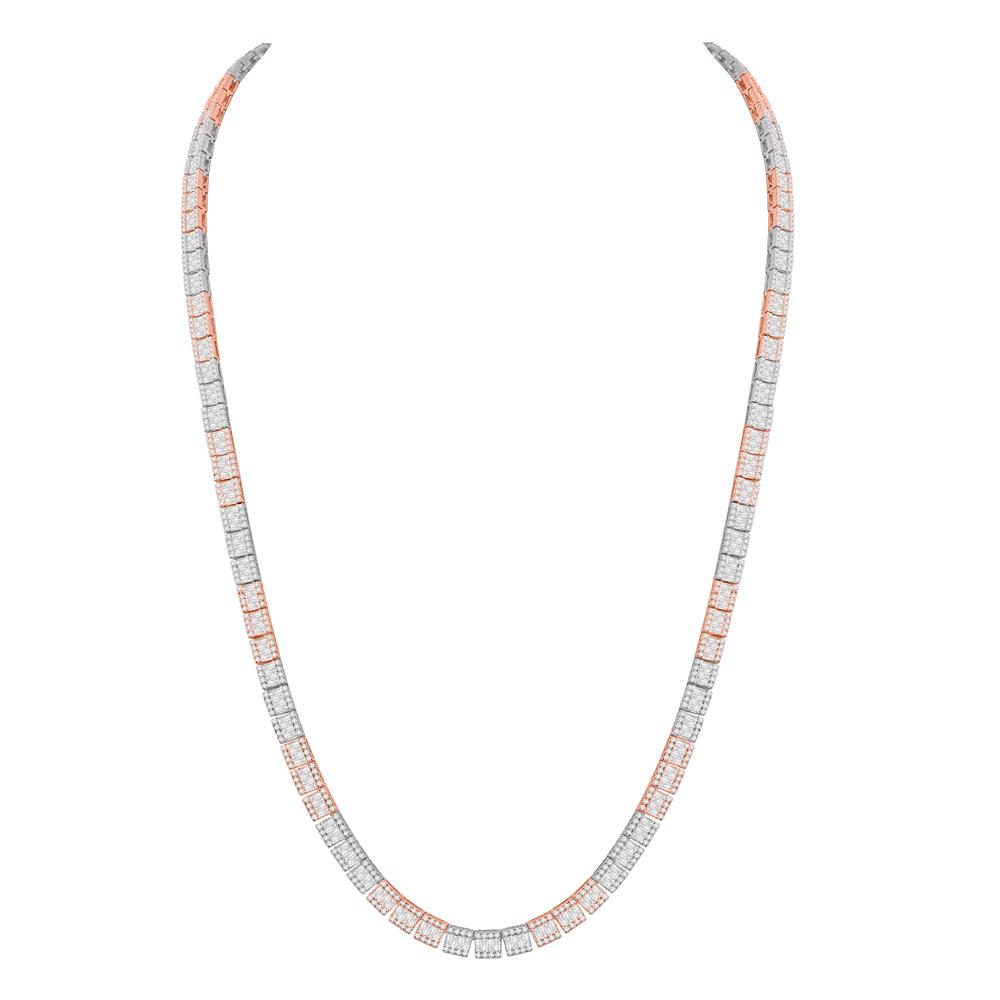 10 Karat Two-Tone (White and Rose) Gold 10.62 Carat Diamonds Fashion Chain-1432072-WR