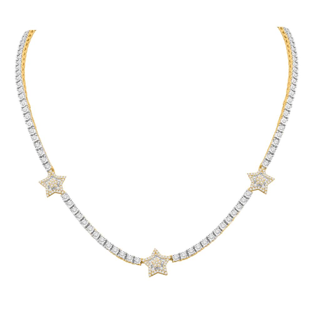 10 Karat Two-Tone (White and Yellow) Gold 2.87 Carat Diamonds Star Necklace-1432099-WY