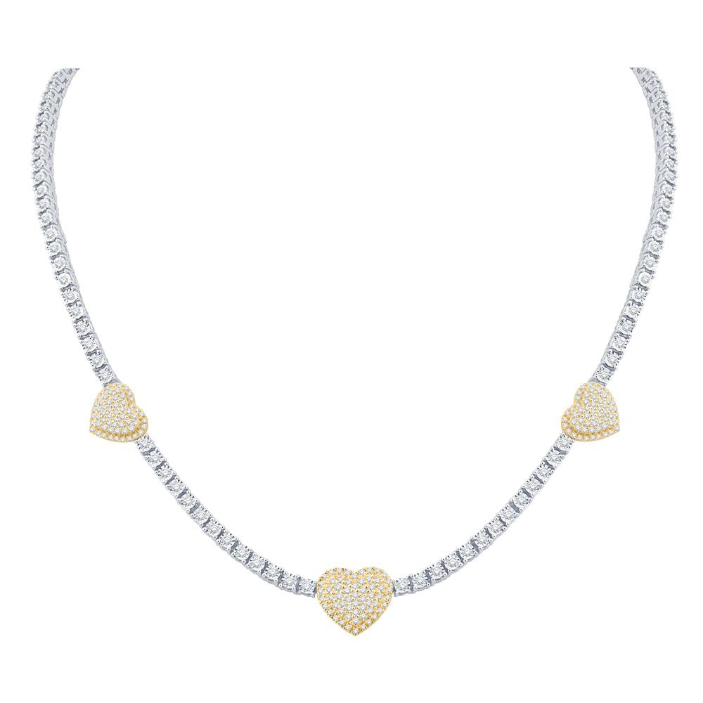 10 Karat Two-Tone (White and Yellow) Gold 3.15 Carat Diamonds Heart Necklace-1432101-WY