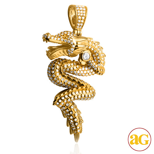 14KY 3.65CTW DIAMOND CHINESE DRAGON PENDANT