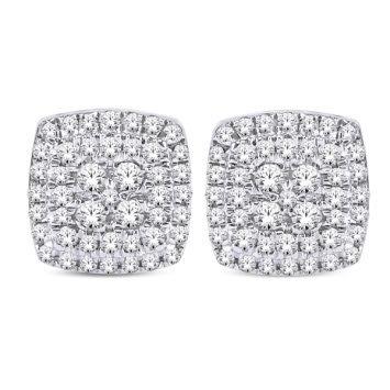 10 Karat Yellow Gold 0.25 Carat Diamonds Cushion Stud Earrings-0126213-YG