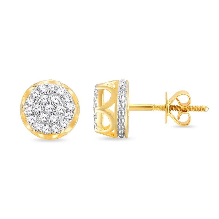 10 Karat Yellow Gold 0.10 Carat Diamonds Flower Earrings-0126750-YG