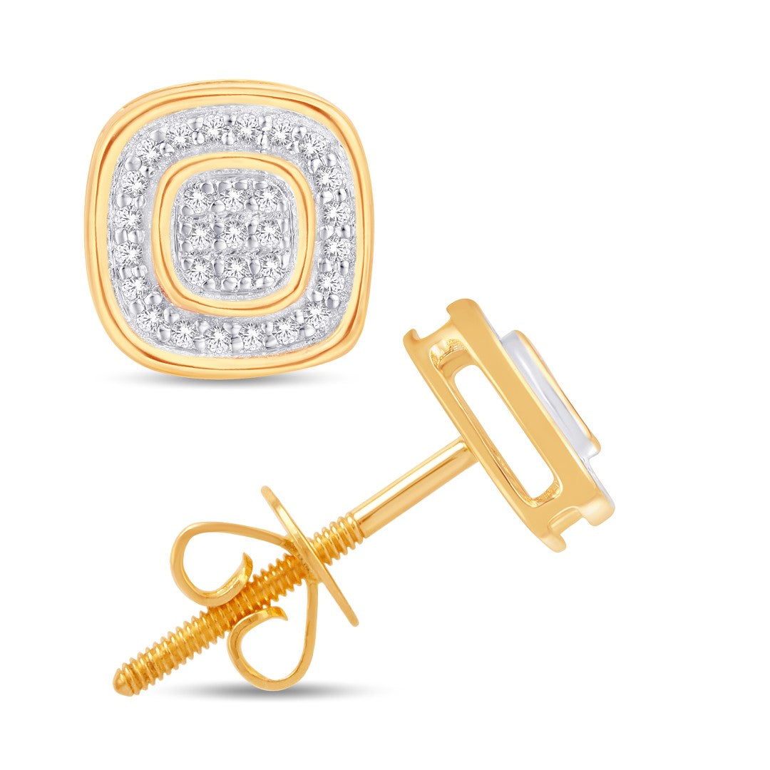 10 Karat Yellow Gold 0.11 Carat Diamonds Cushion Earrings-0126099-YG