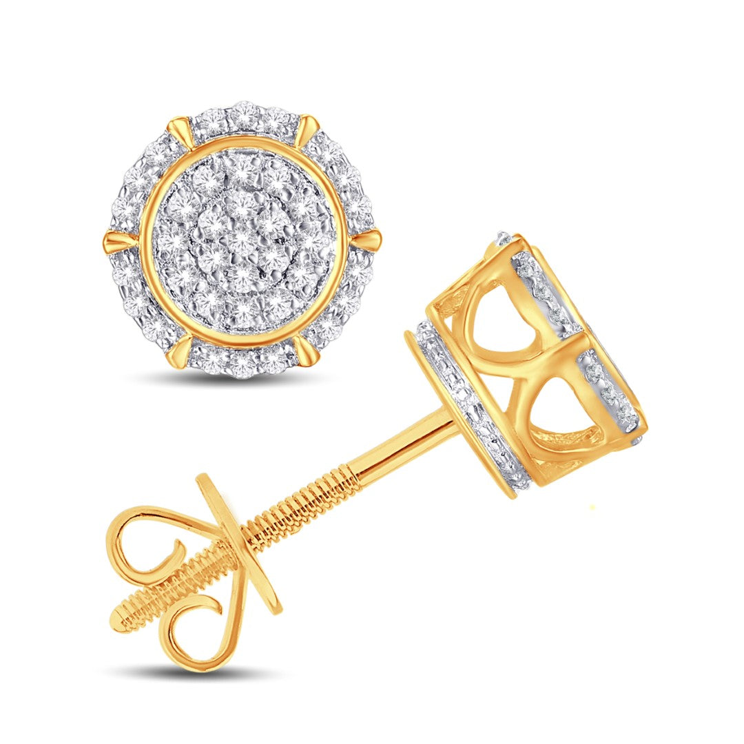 10 Karat Yellow Gold 0.12 Carat Diamonds Flower Earrings-0125764-YG
