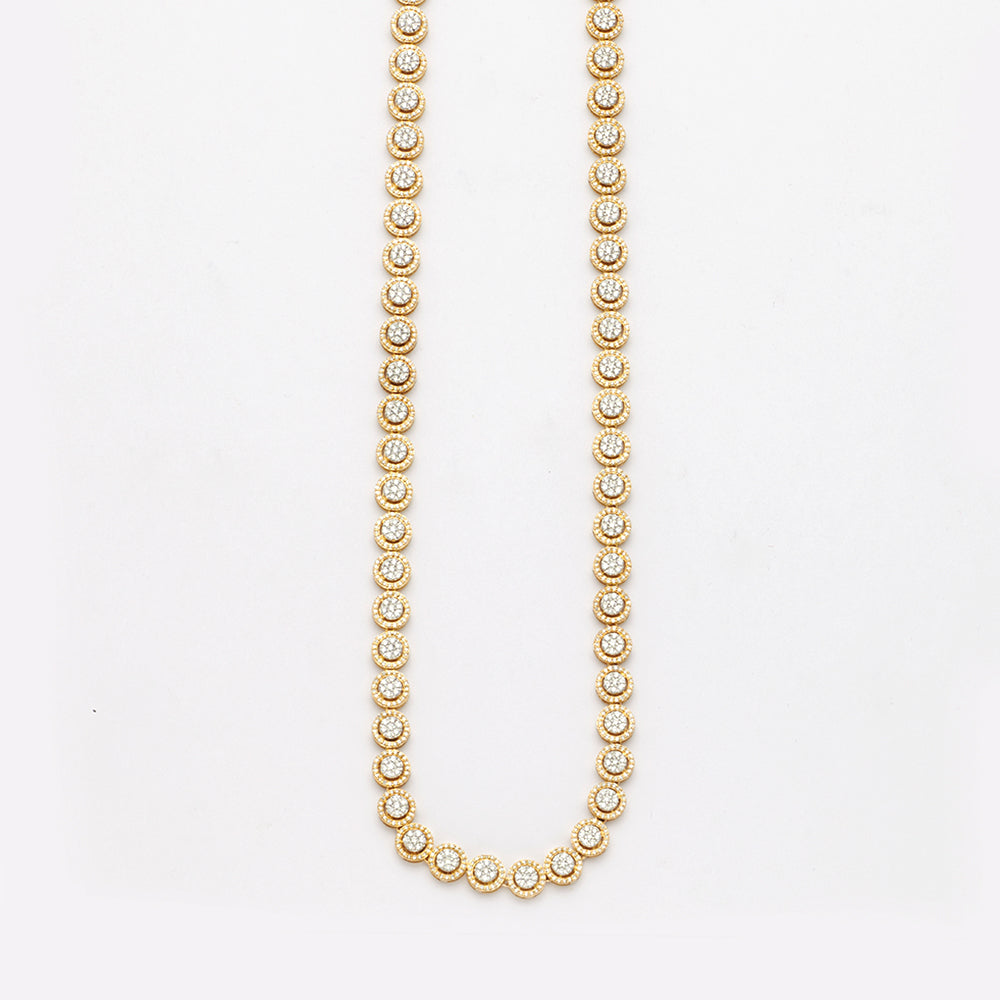 14KY 9.00CTW DIAMOND ROUND CLUSTER NECKLACE