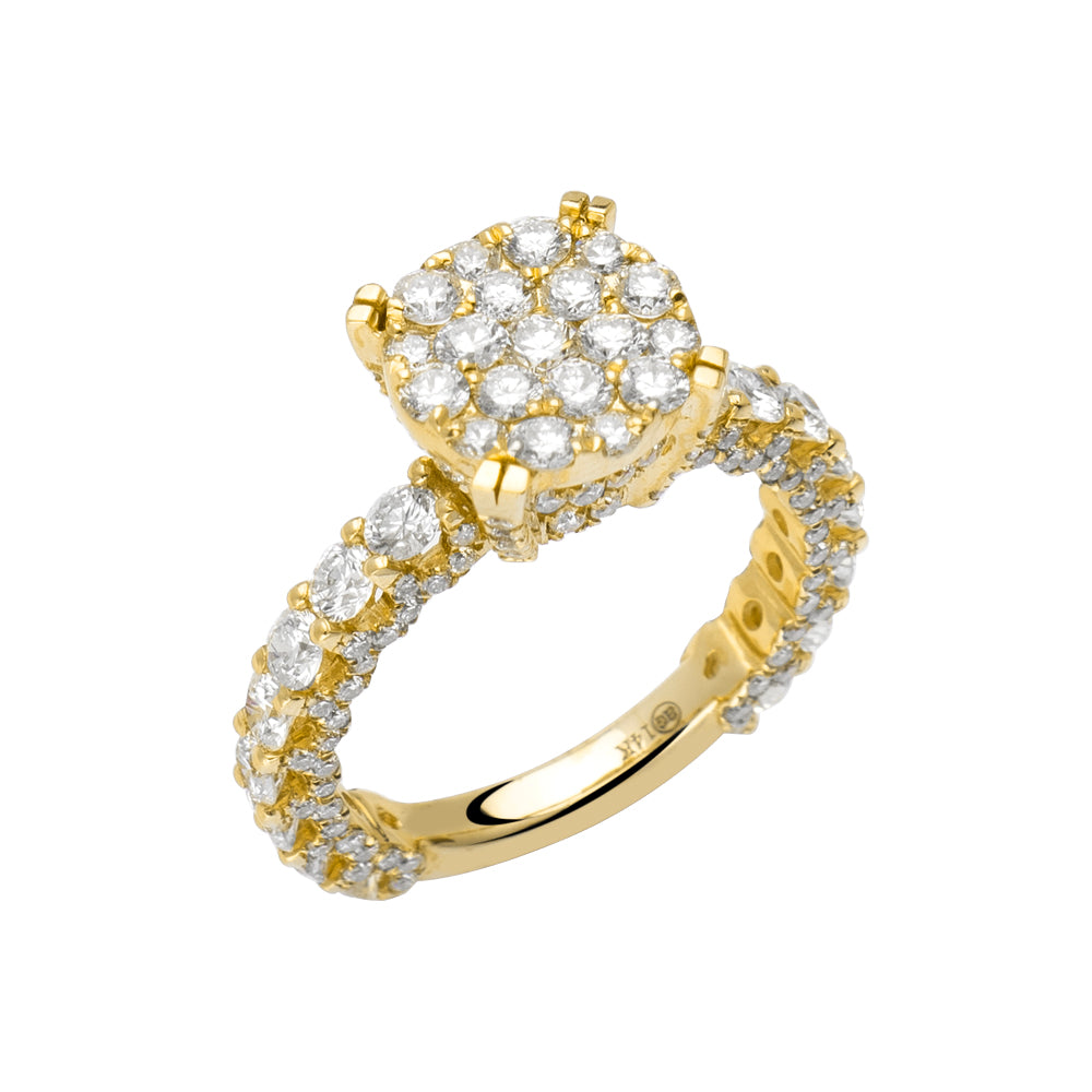 14KY 3.00CTW ROUND CLUSTER DIAMOND RING
