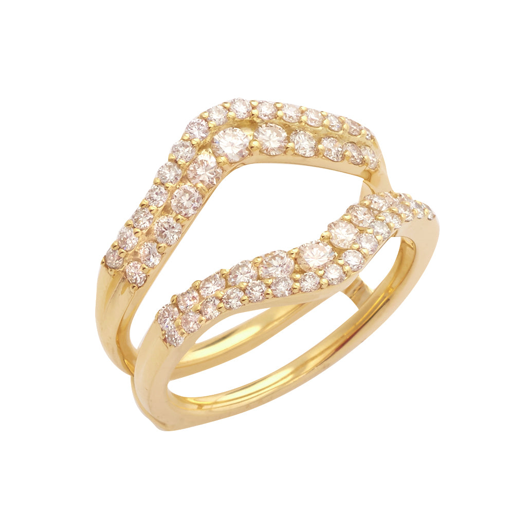 14KY 1.00CTW DIAMOND 2-ROW RING GUARD