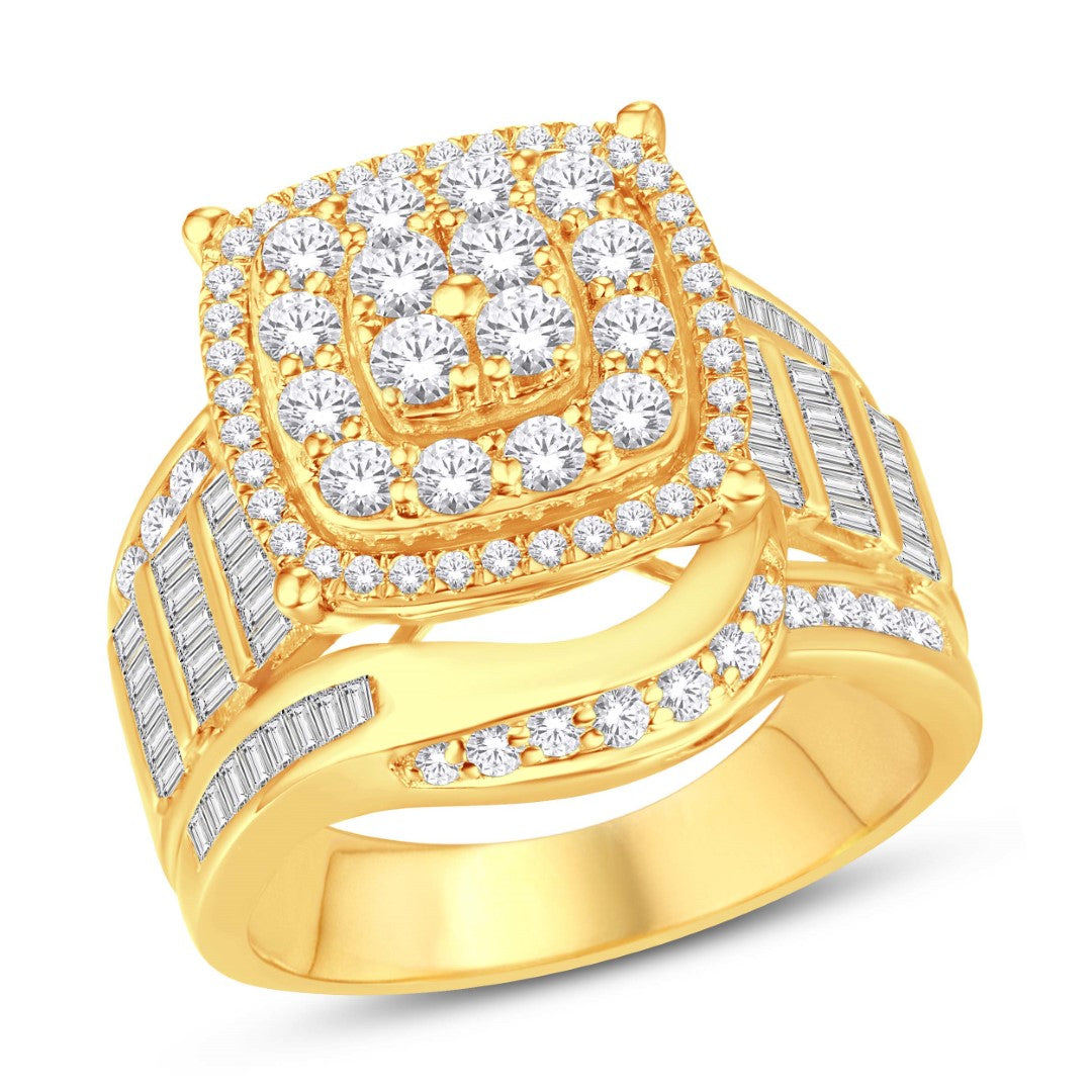 10 Karat Yellow Gold 1.84 Carat Diamonds Square Ladies Ring-0225785-YG
