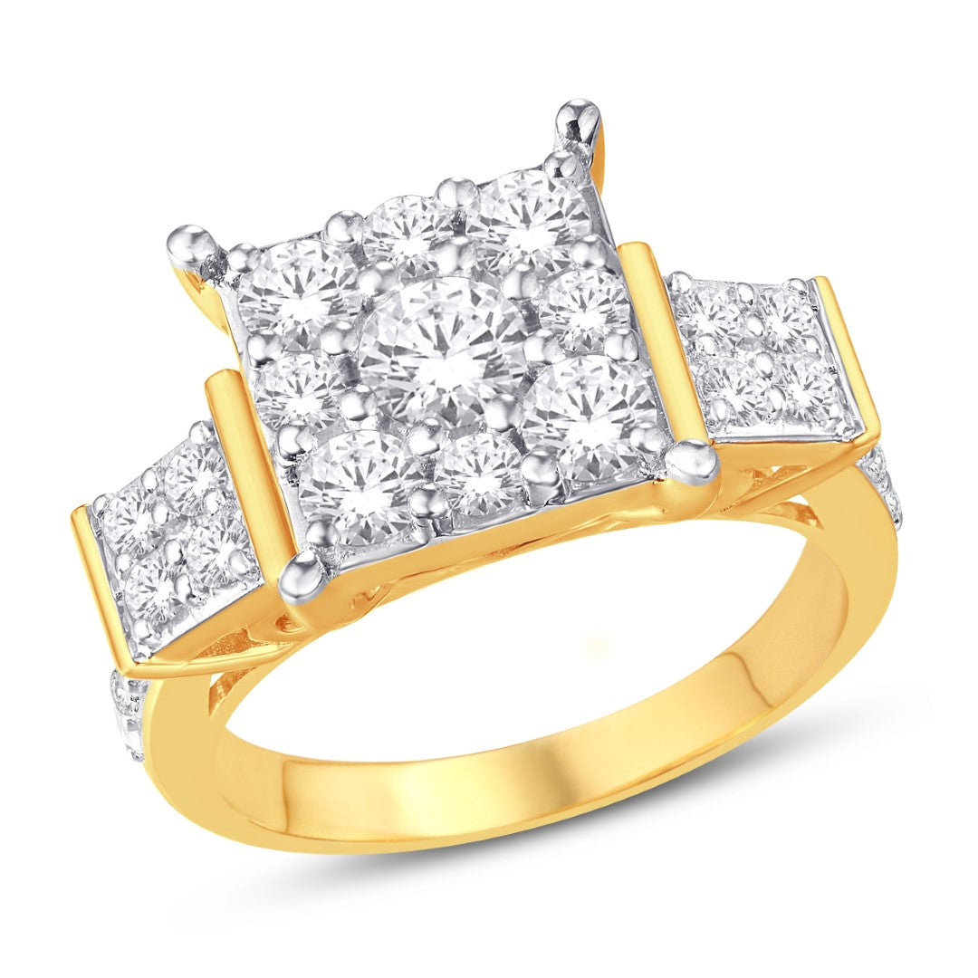 10 Karat Yellow Gold 1.89 Carat Diamonds Square Ladies Ring-0225784-YG