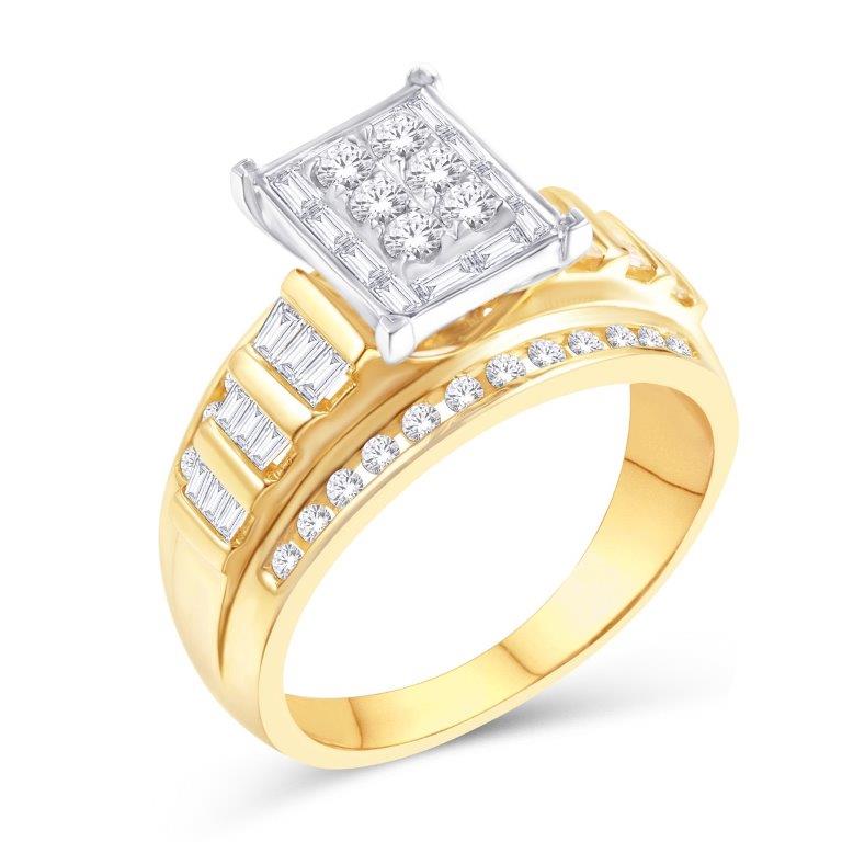 10 Karat White Gold 0.88 Carat Diamonds Rectangle Ladies Ring-0226952-WG