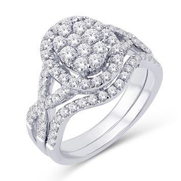 10 Karat White Gold 0.50 Carat Diamonds Oval Bridal Ring-0525864-WG