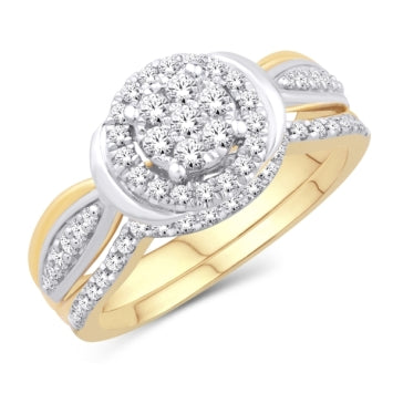 10 Karat White Gold 0.50 Carat Diamonds Round Bridal Set-0525354-WG