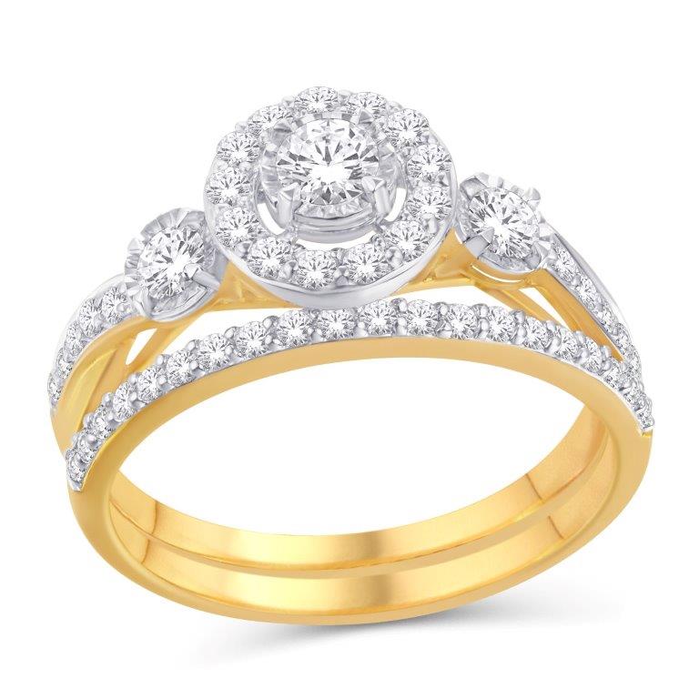 10 Karat White Gold 0.75 Carat Diamonds Flower Bridal Ring-0526123-WG