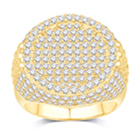 10 Karat All Yellow Gold 3.85 Carat Diamonds Round Men's Ring-0332033-ALY