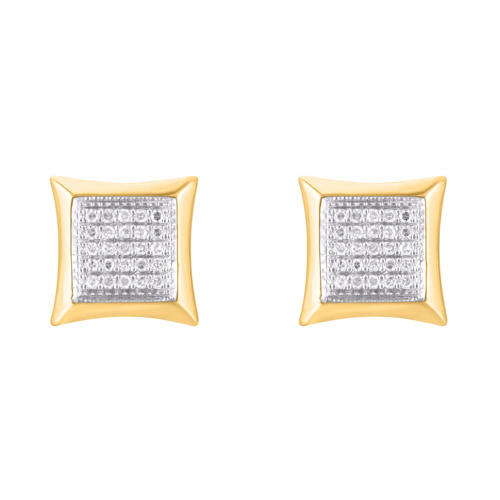 10 Karat Yellow Gold 0.33 Carat Diamonds Square Earrings-0124205-YG