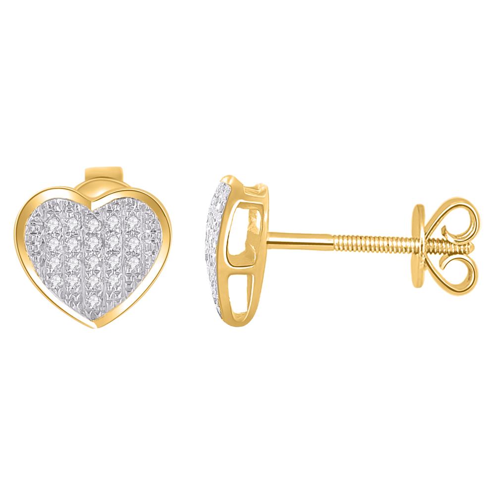 10 Karat Yellow Gold 0.10 Carat Diamonds Heart Earrings-0124302-YG