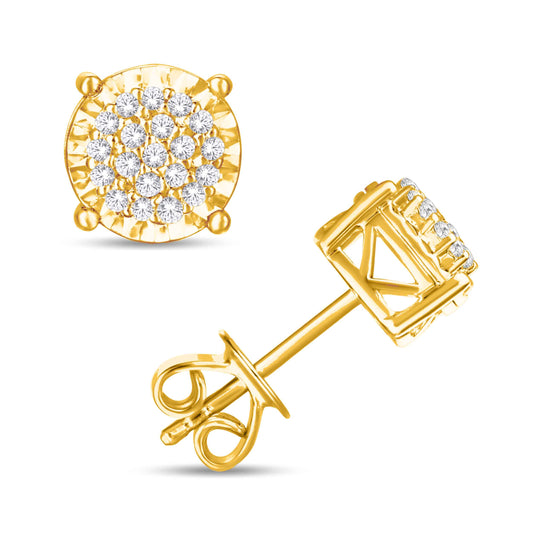 10 Karat Yellow Gold 0.12 Carat Diamonds Round Stud Earrings-0125731-YG