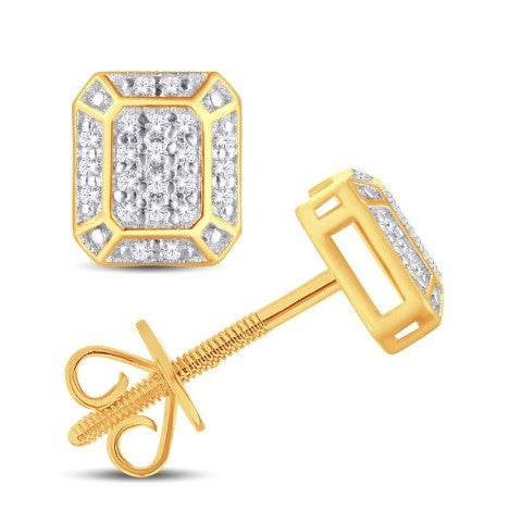 10 Karat Yellow Gold 0.10 Carat Diamonds Radiant Earrings-0125748-YG