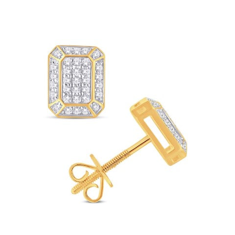 10 Karat Yellow Gold 0.24 Carat Diamonds Radiant Earrings-0125751-YG