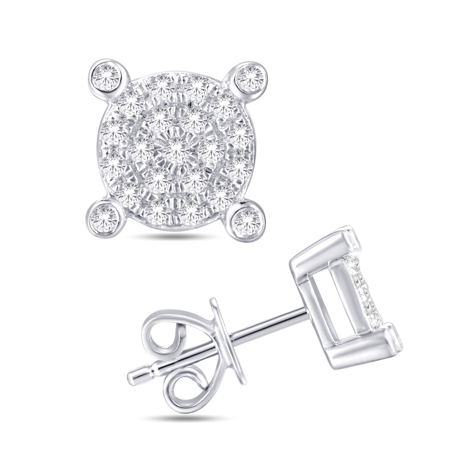 10 Karat White Gold 0.15 Carat Diamonds Round Earrings-0125849-WG