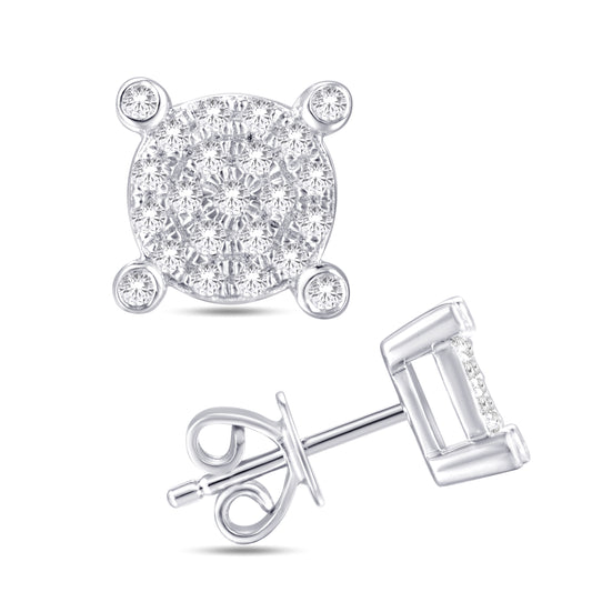 10 Karat White Gold 0.15 Carat Diamonds Round Earrings-0125849-WG