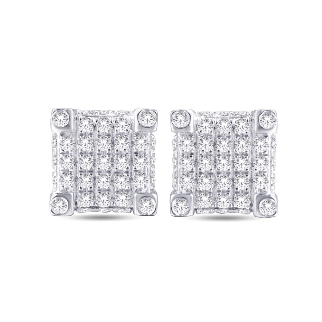10 Karat White Gold 0.25 Carat Diamonds Square Earrings-0125941-WG