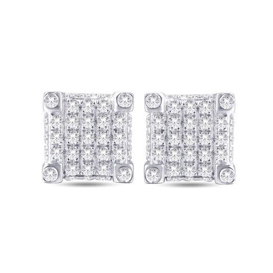 10 Karat White Gold 0.25 Carat Diamonds Square Earrings-0125941-WG