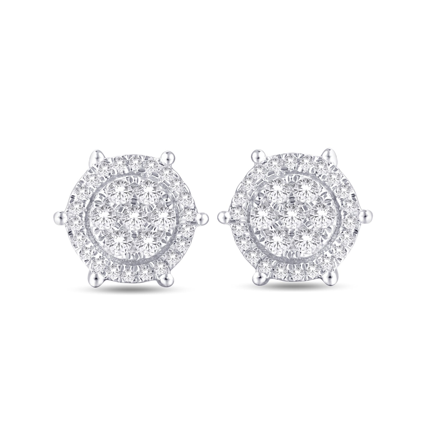 10 Karat White Gold 0.25 Carat Diamonds Round Earrings-0125942-WG