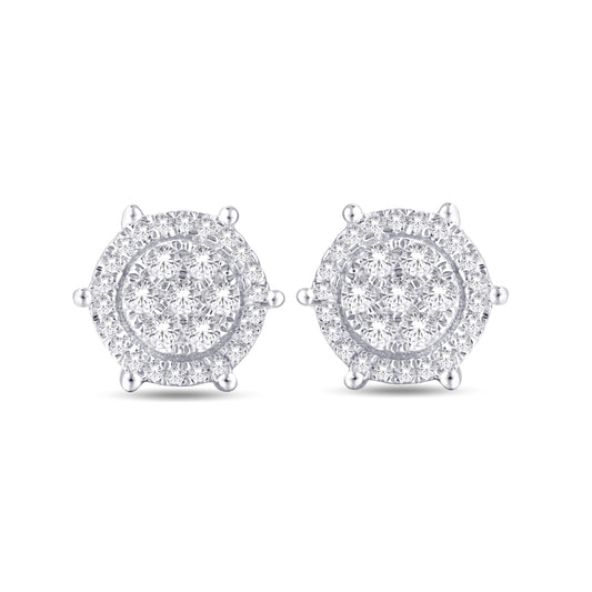 10 Karat White Gold 0.25 Carat Diamonds Round Earrings-0125942-WG