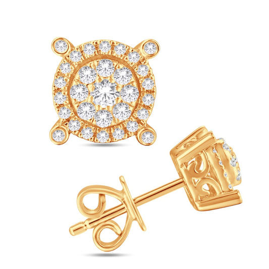 10 Karat All Yellow Gold 0.35 Carat Diamonds Round Stud Earrings-0125946-ALY