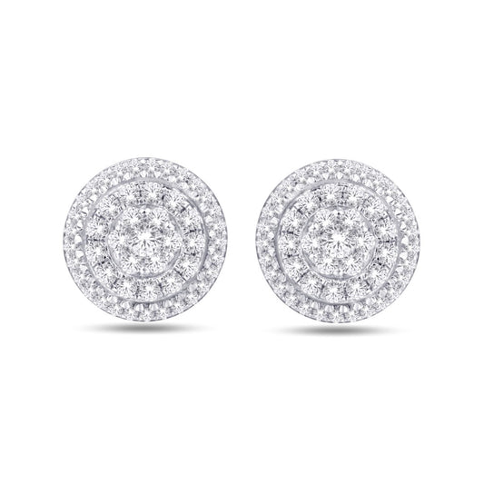 10 Karat White Gold 0.71 Carat Diamonds Round Earrings-0125993-WG