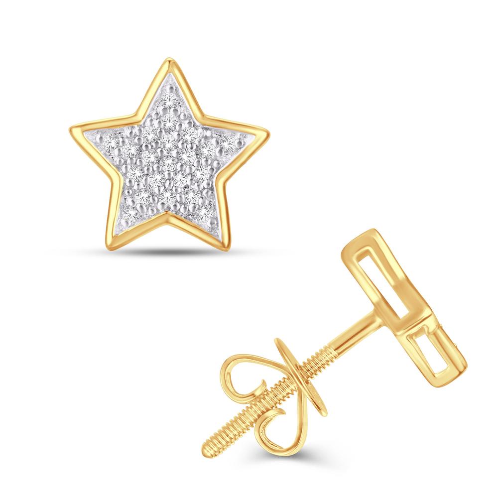 10 Karat Yellow Gold 0.10 Carat Diamonds Star Earrings-0126772-YG