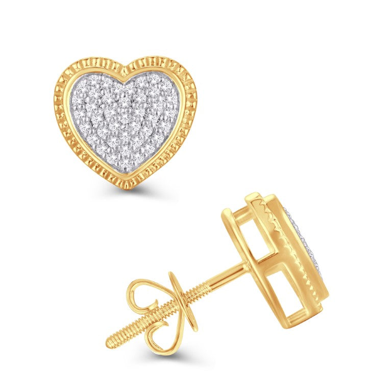 10 Karat Yellow Gold 0.25 Carat Diamonds Heart Earrings-0126774-YG